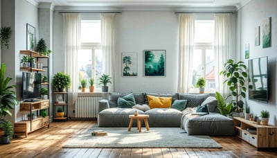 Illustration of a clean and well-organized Airbnb apartment Illustration of a clean and well-organized Airbnb apartment